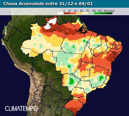 Previsão de chuva para passagem de ano em Rondônia e Acre